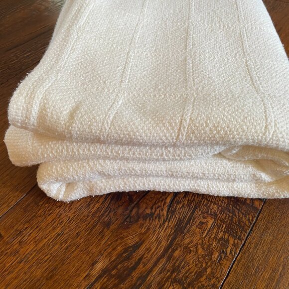 Ralph Lauren 100% Cotton King Size Textured Weave White Blanket, Cozy, Warm - Picture 2 of 11